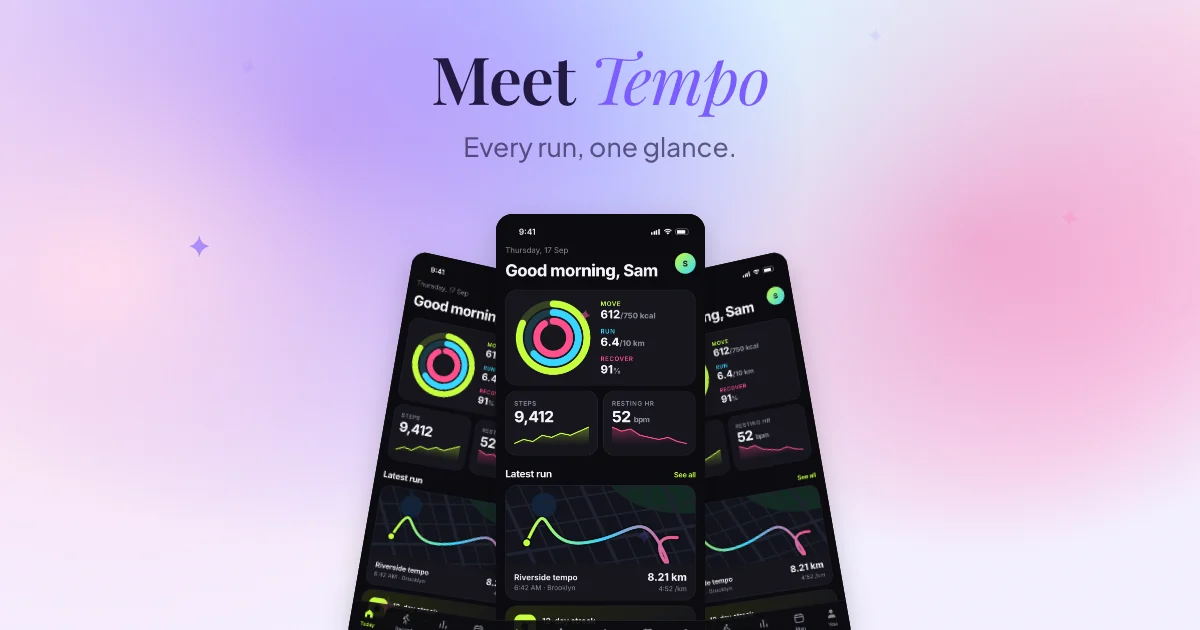A social card for the sample app in the pastel-fan layout.
